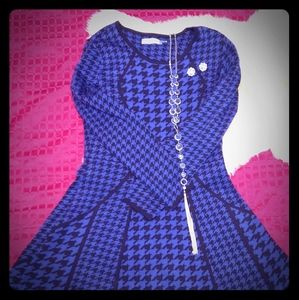 EUC Clavin Klein Houndstooth Sweater Dress Size L